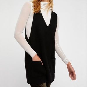 Free People Nikki V-Neck Black Knit Sweater Dress